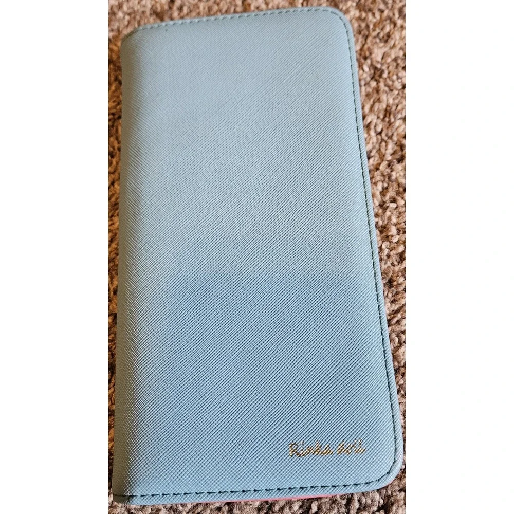 Rivka Girl‎ Blue & Pink Wallet Clutch Snap Closure Organizer w/ Zip Coin + Heart